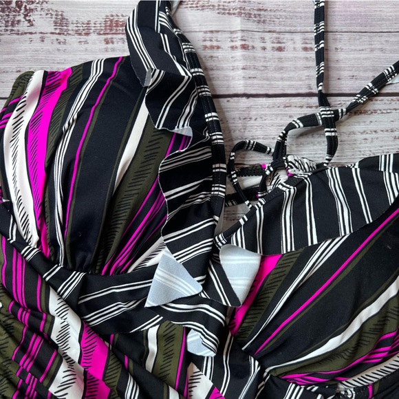 Anne Cole Ruffled Stripped One Piece Swim - Picture 4 of 6